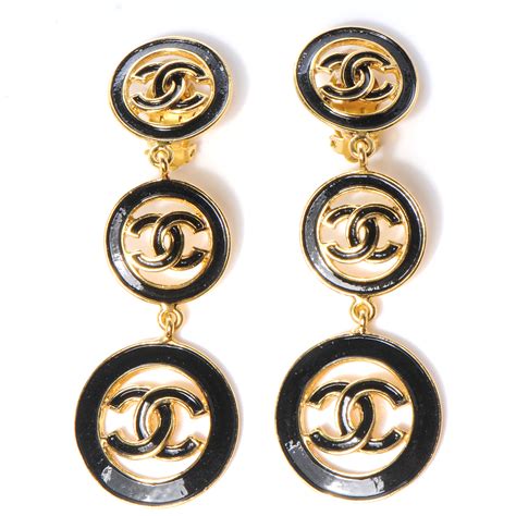 chanel clip on earrings black